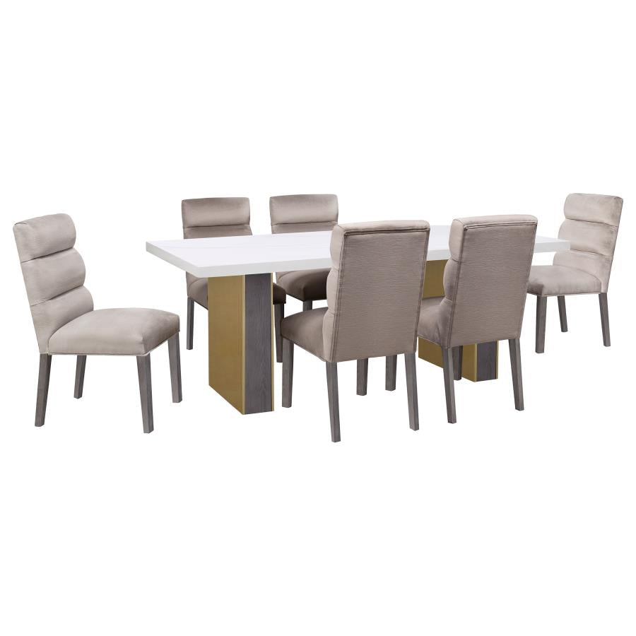Carla Velvet Upholstered Dining Side Chair Stone (Set of 2) - 106683