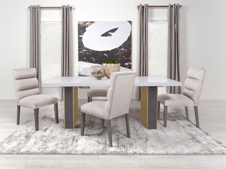 Carla Velvet Upholstered Dining Side Chair Stone (Set of 2) - 106683
