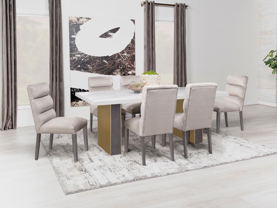 Carla Velvet Upholstered Dining Side Chair Stone (Set of 2) - 106683