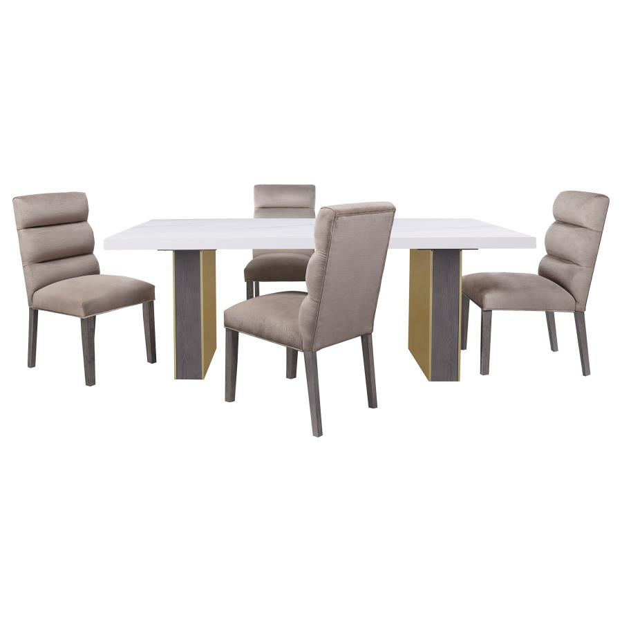 Carla Velvet Upholstered Dining Side Chair Ash (Set of 2) - 106684