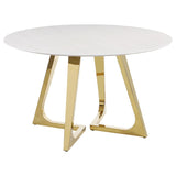 Gwynn Round 51-inch Marble Stainless Steel Dining Table Gold - 107171