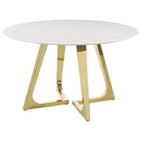 Gwynn Round 51-inch Marble Stainless Steel Dining Table Gold - 107171