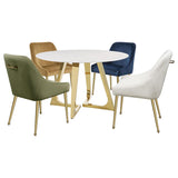 Gwynn Round 51-inch Marble Stainless Steel Dining Table Gold - 107171