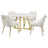 Gwynn Round 51-inch Marble Stainless Steel Dining Table Gold - 107171