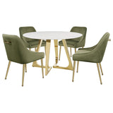 Gwynn Round 51-inch Marble Stainless Steel Dining Table Gold - 107171