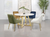 Gwynn Round 51-inch Marble Stainless Steel Dining Table Gold - 107171