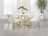 Gwynn Round 51-inch Marble Stainless Steel Dining Table Gold - 107171