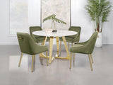 Gwynn Round 51-inch Marble Stainless Steel Dining Table Gold - 107171