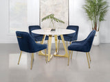 Gwynn Round 51-inch Marble Stainless Steel Dining Table Gold - 107171