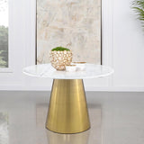 Ambrose Round 50-inch Marble Top Dining Table Brushed Gold - 107600