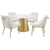 Ambrose Round 50-inch Marble Top Dining Table Brushed Gold - 107600