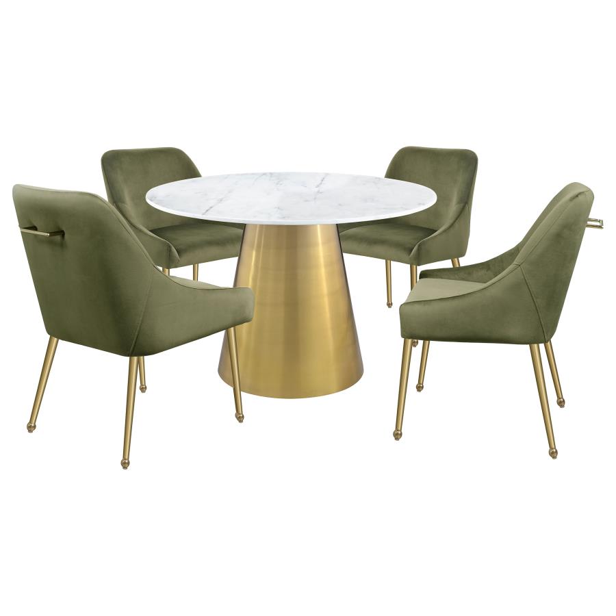 Ambrose Round 50-inch Marble Top Dining Table Brushed Gold - 107600