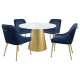 Ambrose Round 50-inch Marble Top Dining Table Brushed Gold - 107600