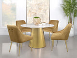 Ambrose Round 50-inch Marble Top Dining Table Brushed Gold - 107600
