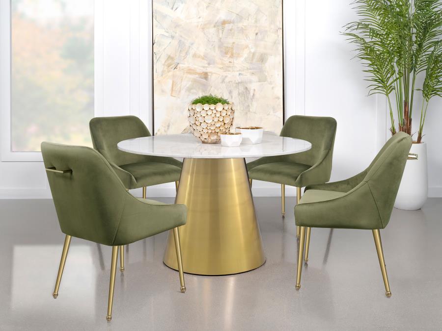 Ambrose Round 50-inch Marble Top Dining Table Brushed Gold - 107600