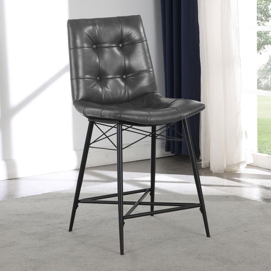 Aiken Upholstered Tufted Counter Chair Charcoal (Set of 2) - 107859