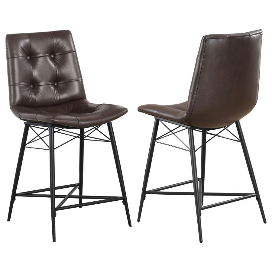 Aiken Upholstered Tufted Counter Chair Brown (Set of 2) - 107860