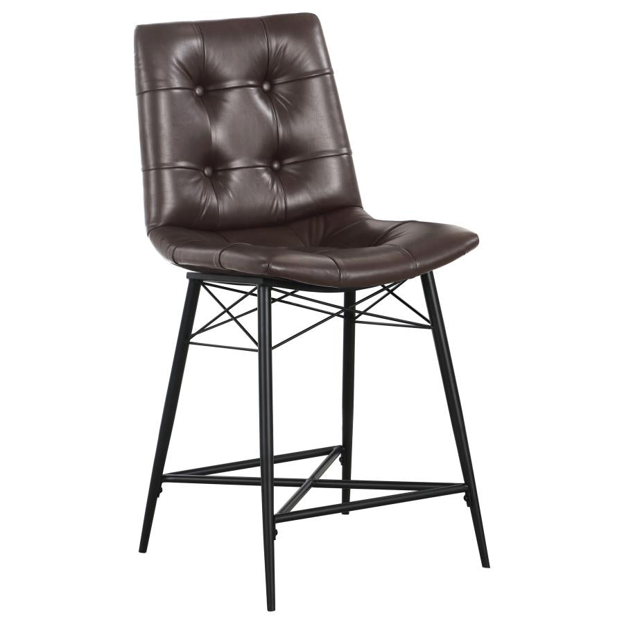 Aiken Upholstered Tufted Counter Chair Brown (Set of 2) - 107860