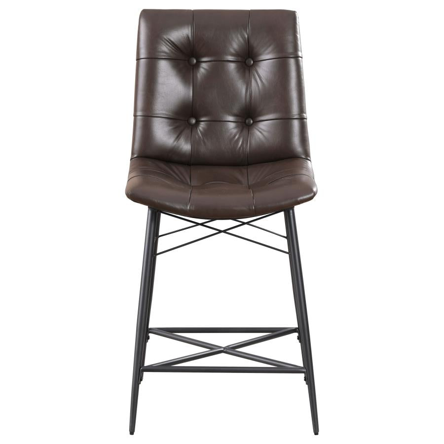 Aiken Upholstered Tufted Counter Chair Brown (Set of 2) - 107860