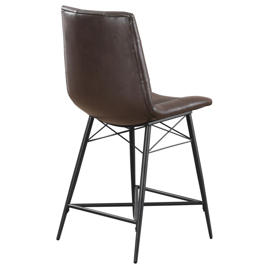 Aiken Upholstered Tufted Counter Chair Brown (Set of 2) - 107860