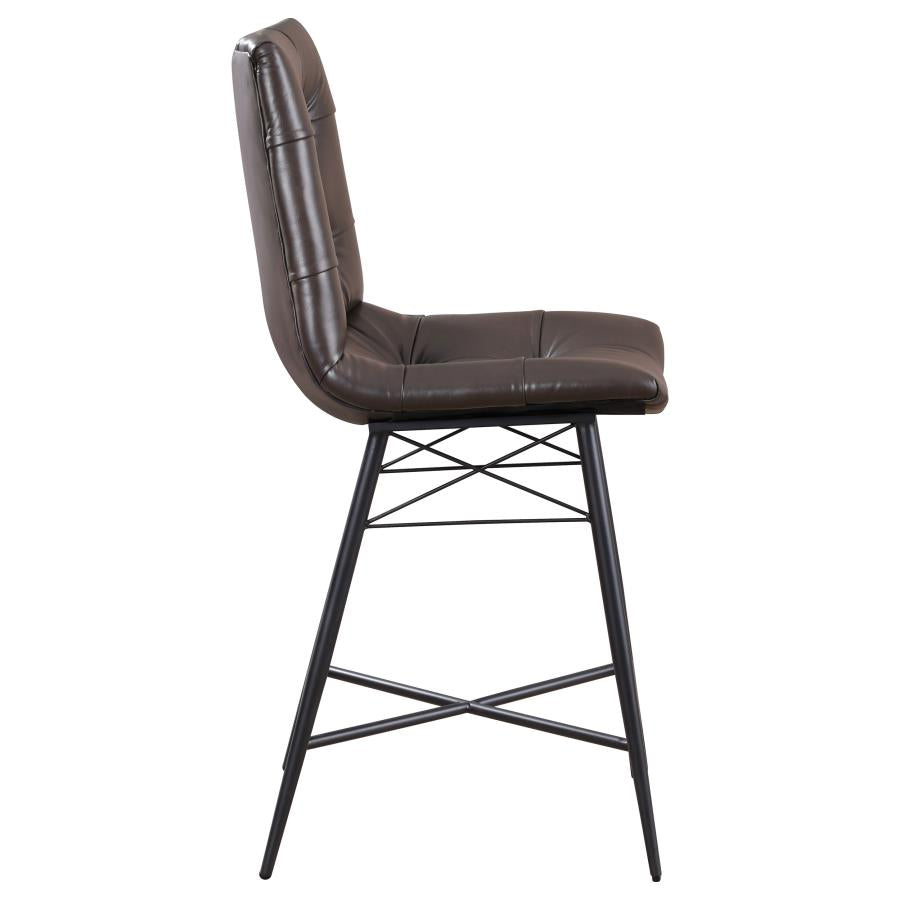 Aiken Upholstered Tufted Counter Chair Brown (Set of 2) - 107860