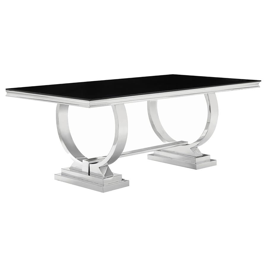 Antoine Rectangular 95-inch Glass Top Dining Table Black - 107871