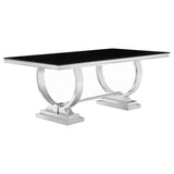 Antoine Rectangular 95-inch Glass Top Dining Table Black - 107871