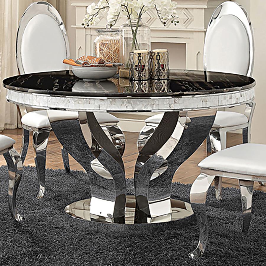 Anchorage Round 51-inch Glass Top Dining Table Chrome - 107891