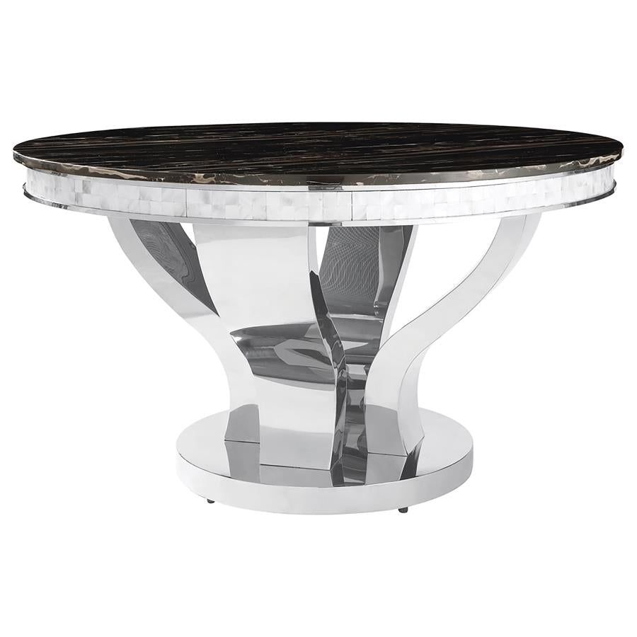 Anchorage Round 51-inch Glass Top Dining Table Chrome - 107891
