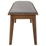 Alfredo Upholstered Dining Bench Grey and Natural Walnut - 108083