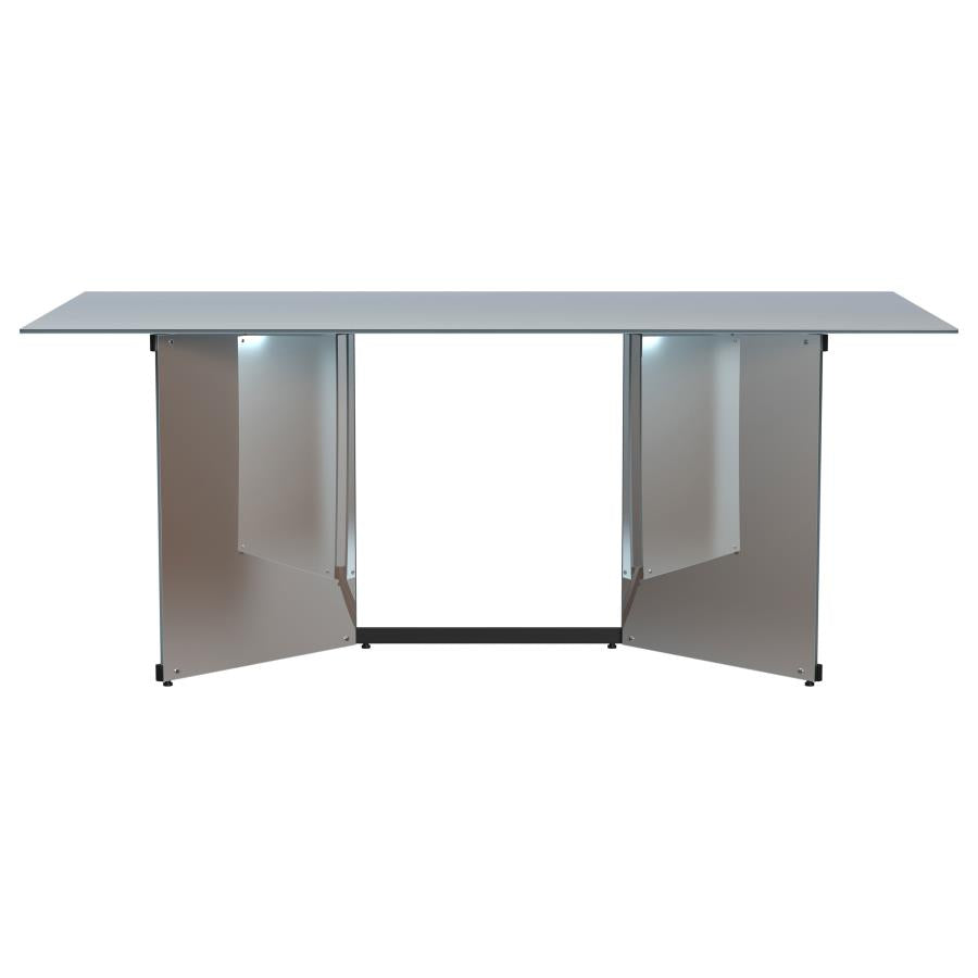 Emery 76-inch Rectangular Mirrored Dining Table Silver - 108091