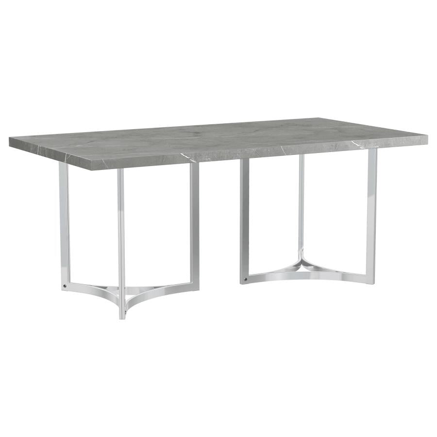 Sterling 72-inch Rectangular Dining Table Grey Faux Marble - 108121