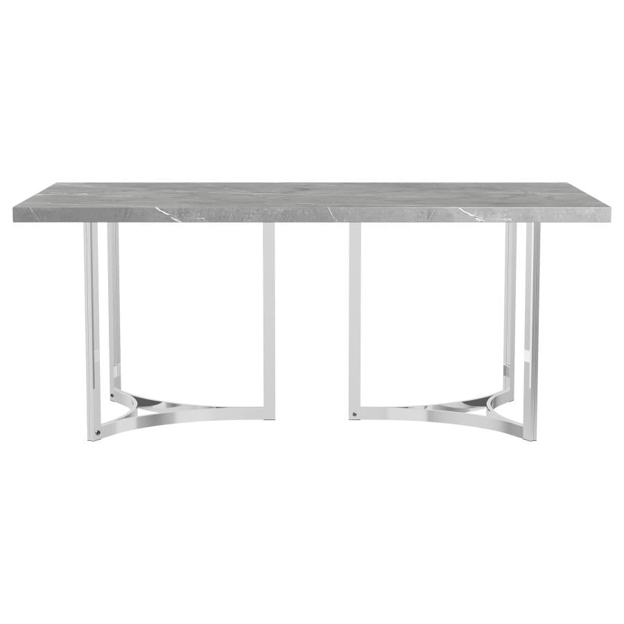 Sterling 72-inch Rectangular Dining Table Grey Faux Marble - 108121