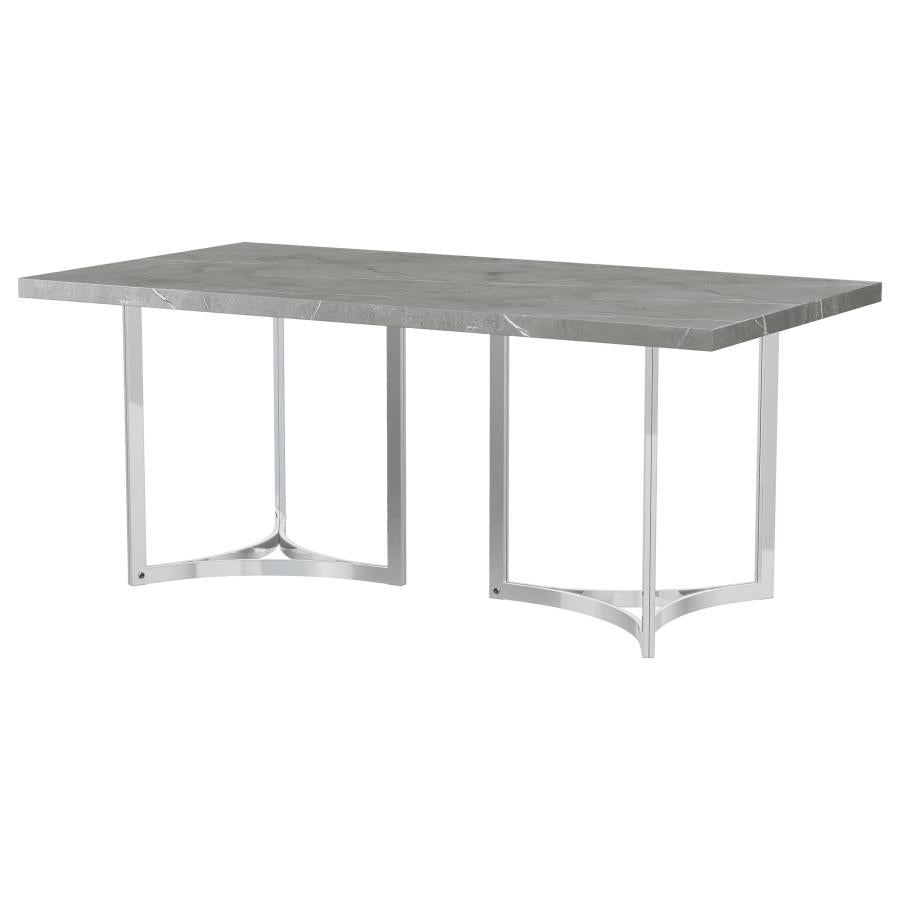 Sterling 72-inch Rectangular Dining Table Grey Faux Marble - 108121