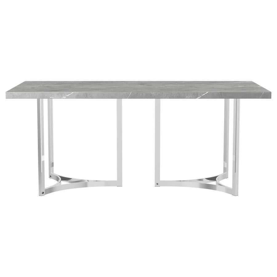 Sterling 72-inch Rectangular Dining Table Grey Faux Marble - 108121
