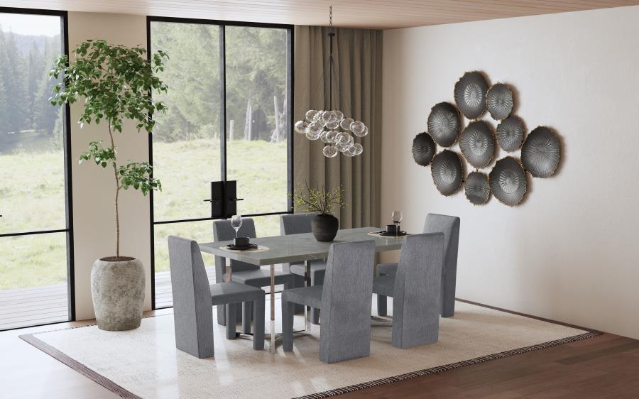 Sterling 72-inch Rectangular Dining Table Grey Faux Marble - 108121