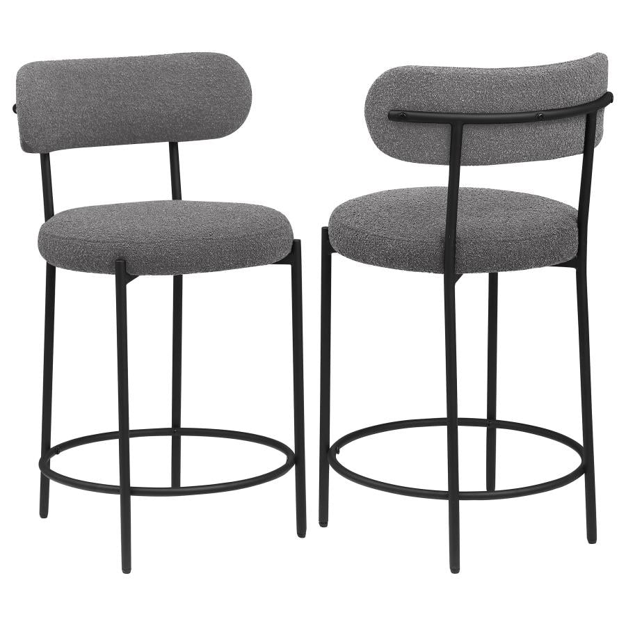 Viola Boucle Upholstered Counter Chair Grey (Set of 2) - 108198
