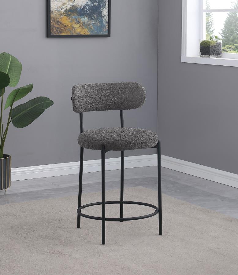 Viola Boucle Upholstered Counter Chair Grey (Set of 2) - 108198