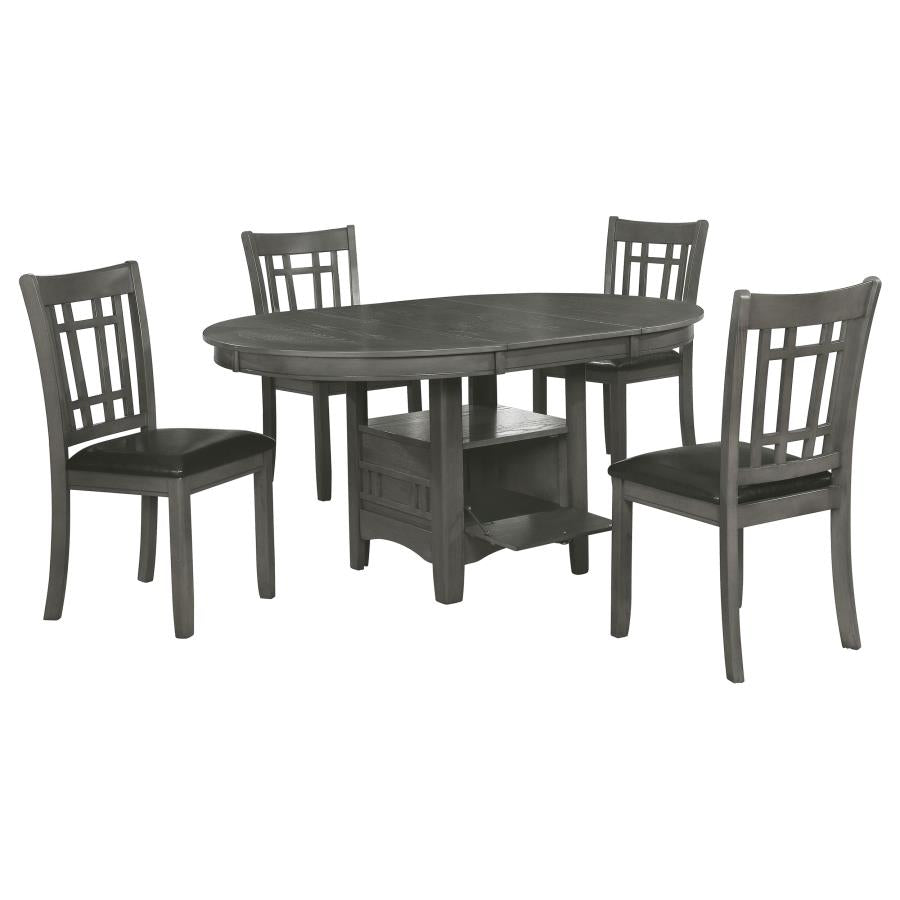 Lavon 5-piece Oval Extension Leaf Dining Set Medium Grey - 108211-S5