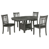 Lavon 5-piece Oval Extension Leaf Dining Set Medium Grey - 108211-S5