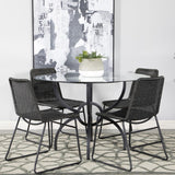 Aviano 5-piece Round Glass Top Dining Table Set Gunmetal - 108291-S5A