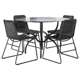 Aviano 5-piece Round Glass Top Dining Table Set Gunmetal - 108291-S5A