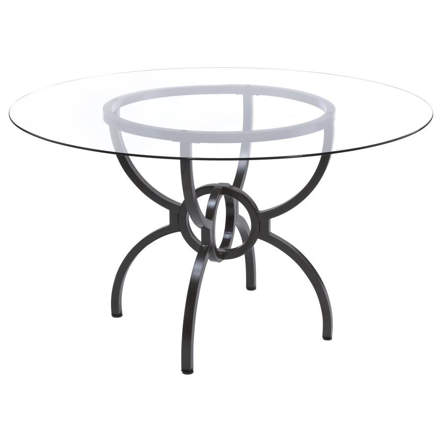 Aviano 5-piece Round Glass Top Dining Table Set Gunmetal - 108291-S5A