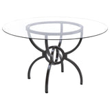 Aviano 5-piece Round Glass Top Dining Table Set Gunmetal - 108291-S5A
