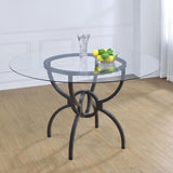 Aviano Round 48-inch Glass Top Metal Dining Table Gunmetal - 108291BG
