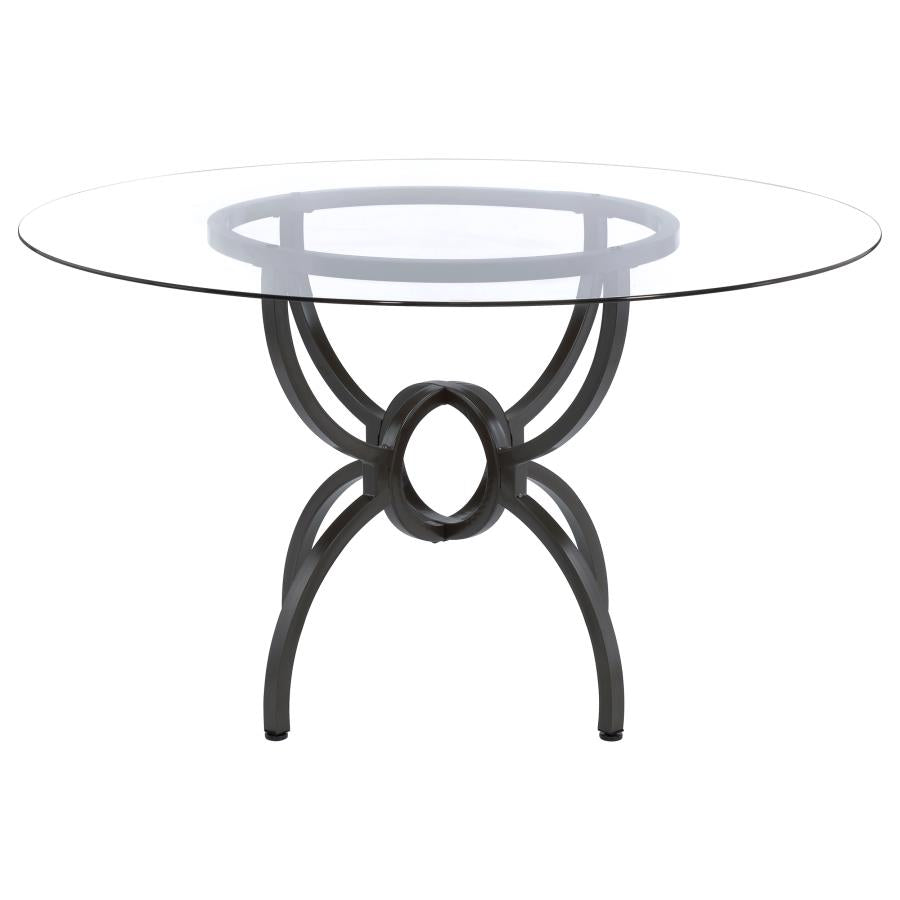 Aviano Round 48-inch Glass Top Metal Dining Table Gunmetal - 108291BG