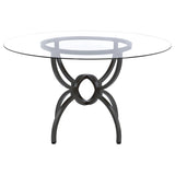 Aviano Round 48-inch Glass Top Metal Dining Table Gunmetal - 108291BG