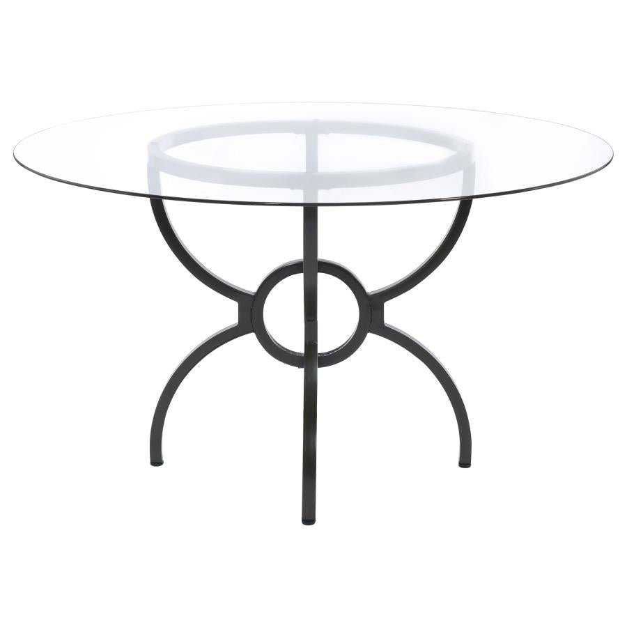 Aviano Round 48-inch Glass Top Metal Dining Table Gunmetal - 108291BG