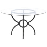 Aviano Round 48-inch Glass Top Metal Dining Table Gunmetal - 108291BG