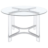 Keeling 5-piece Round Glass Top Acrylic Dining Set Chrome - 108501-S5